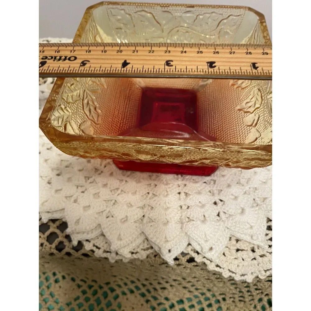 Vintage Jeannette glass‎ candy/nut dish Amberina